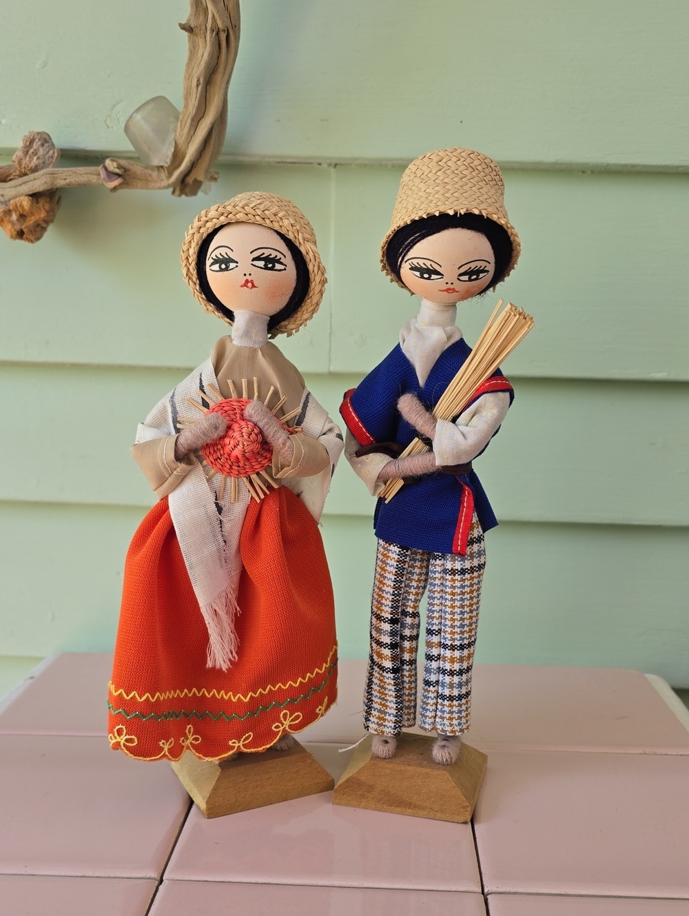 Handmade Folk Dolls - Orange & Blue Costume Set